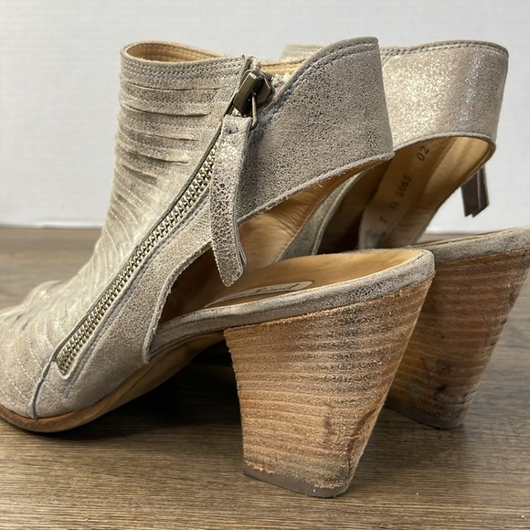 PAUL GREEN Women’s 'Cayenne' Leather Metallic Smoke Peep Toe Bootie Heel, size 7 - Picture 6 of 11